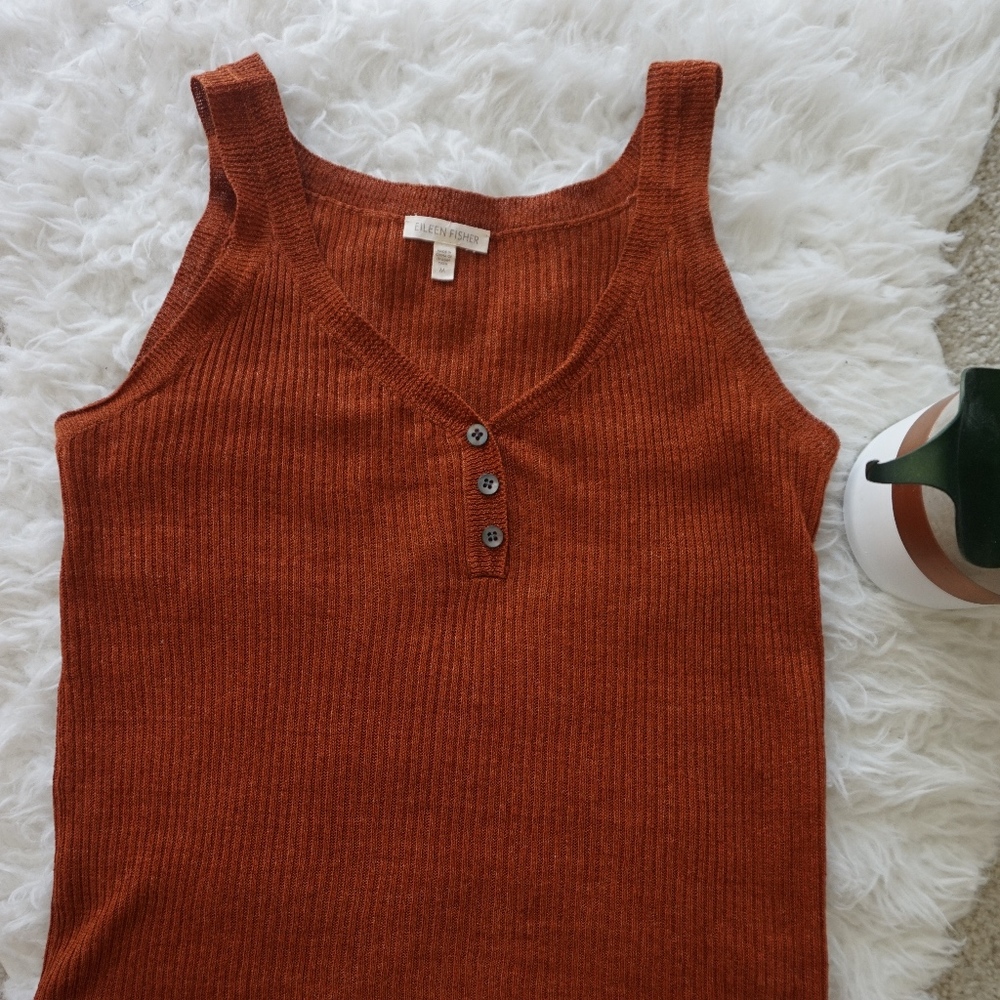 EILEEN FISHER Cayenne Red Linen tank top M
